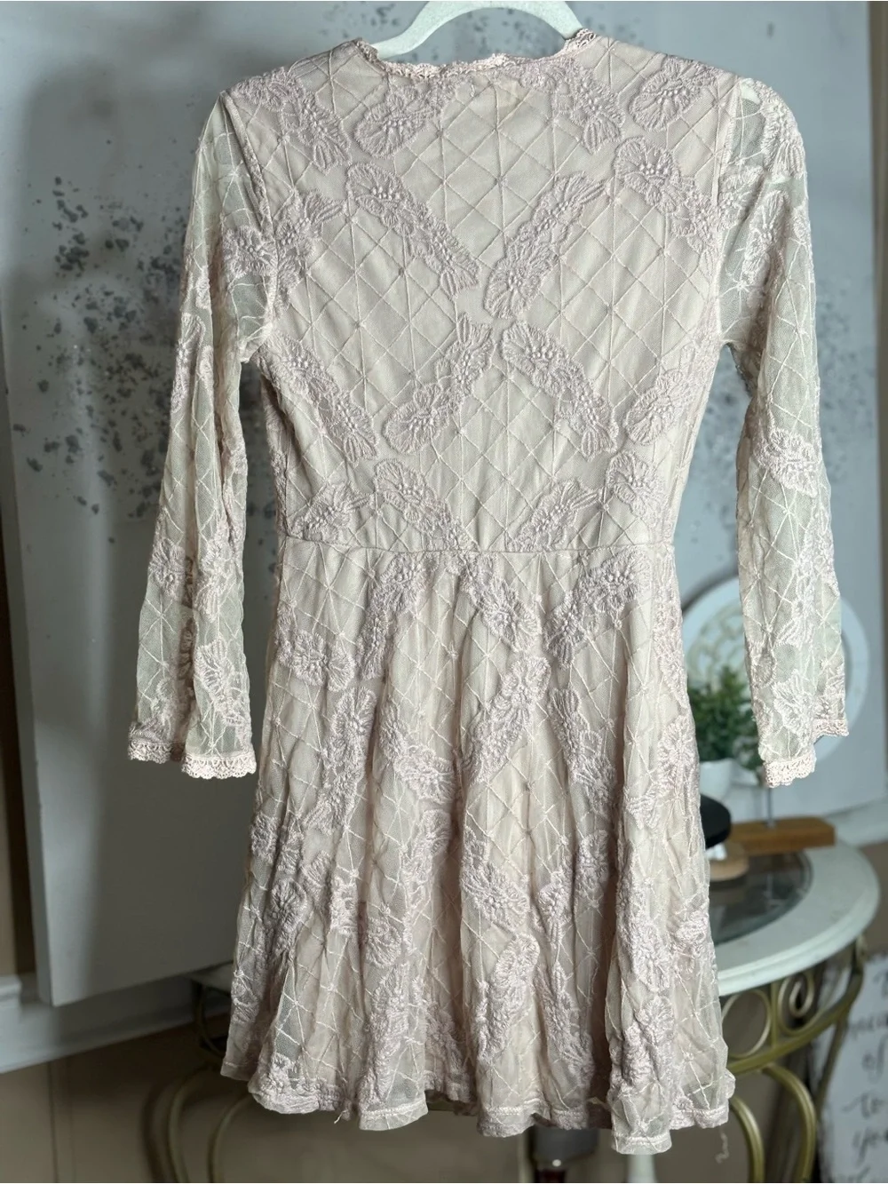 Altar’d State Lace Dress in blush color